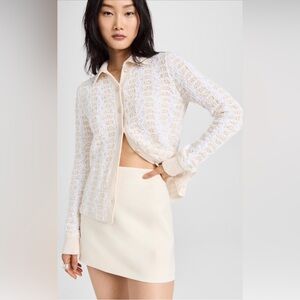Vince Ivory/White Geometric Crochet Ribbed Knit Cardigan in size Medium